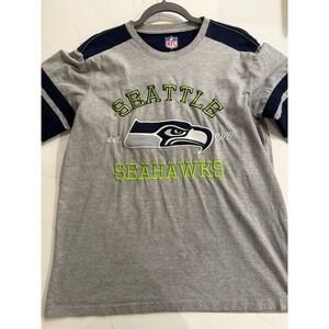 Seattle Seahawks NFL Gray Navy Blue Short Sleeve T Shirt Women's Medium